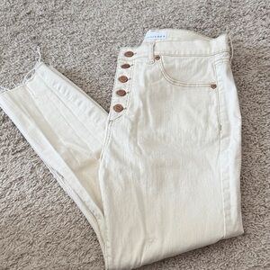 Loft High Rise Skinny Ankle Cream Jeans